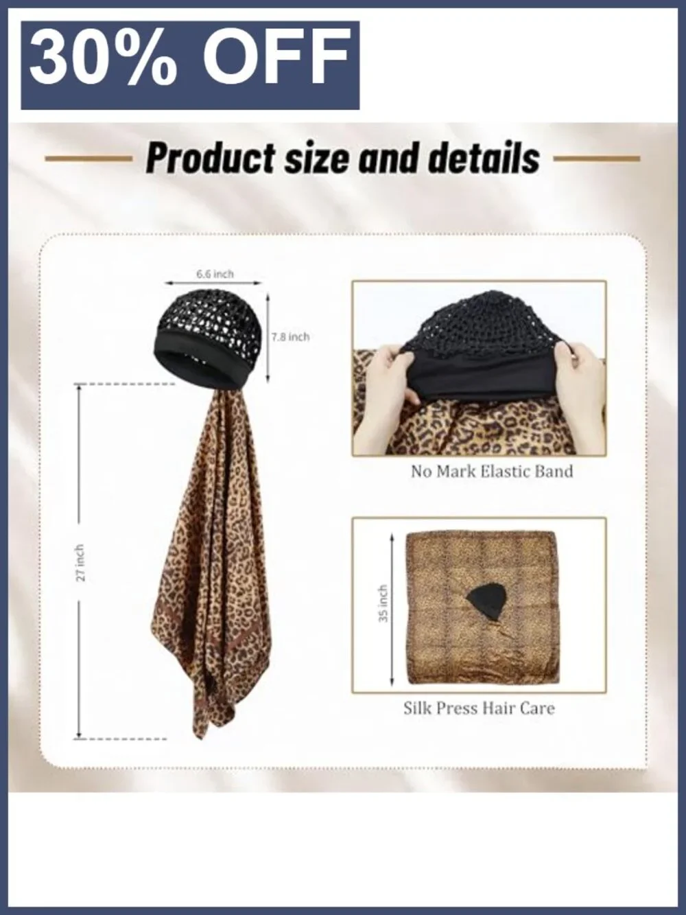 Wrap Cap Hair Net for Silk Press - 2 in 1 Satin Scarf Hair Wrap